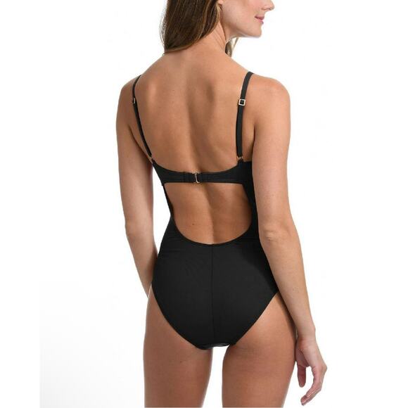 La Blanca Island Goddess Twist One Piece Swimsuit SZ 6 Push Up Keyhole - Picture 2 of 3